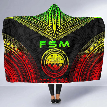 Federated States Of Micronesia Polynesian Chief Hooded Blanket - Reggae Version