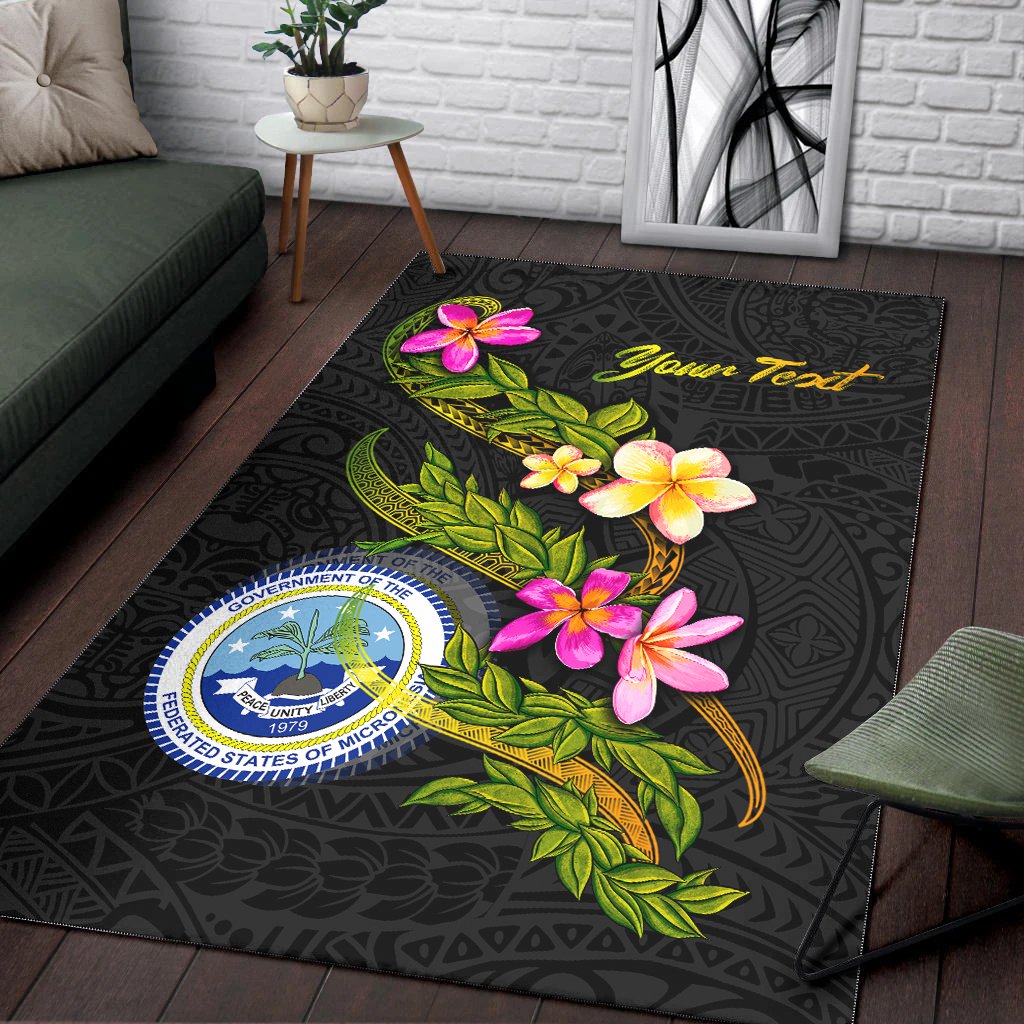 Federated States Of Micronesia Polynesian Custom Personalised Area Rug - Plumeria Tribal