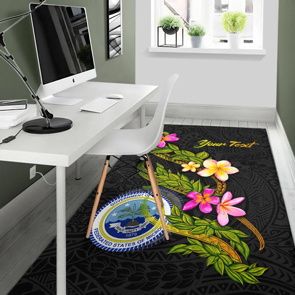 Federated States Of Micronesia Polynesian Custom Personalised Area Rug - Plumeria Tribal