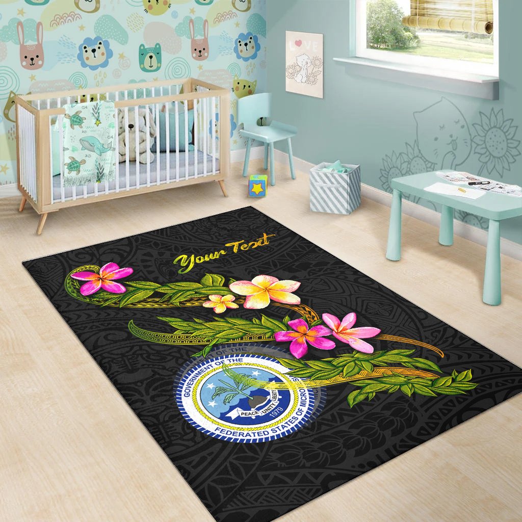 Federated States Of Micronesia Polynesian Custom Personalised Area Rug - Plumeria Tribal