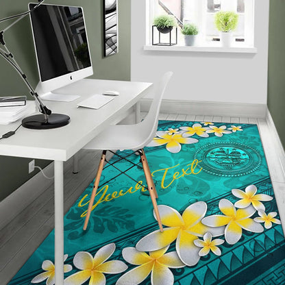 Federated States Of Micronesia Polynesian Custom Personalised Area Rug - Plumeria With Blue Ocean