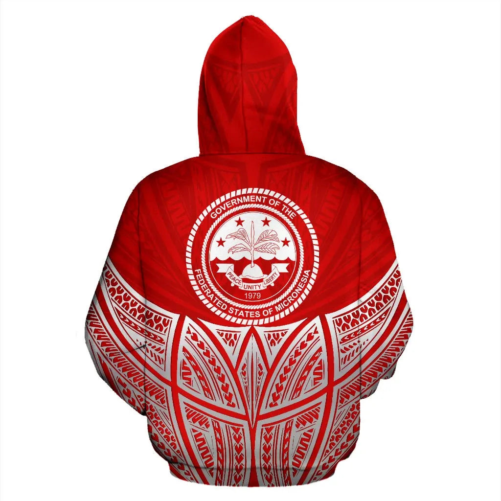 Federated States Of Micronesia Polynesian Custom Personalised Hoodie Red Pride Map nd Seal