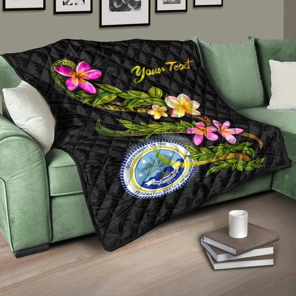 Federated States Of Micronesia Polynesian Custom Personalised Quilt - Plumeria Tribal