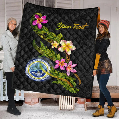 Federated States Of Micronesia Polynesian Custom Personalised Quilt - Plumeria Tribal