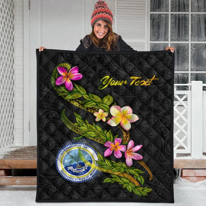 Federated States Of Micronesia Polynesian Custom Personalised Quilt - Plumeria Tribal