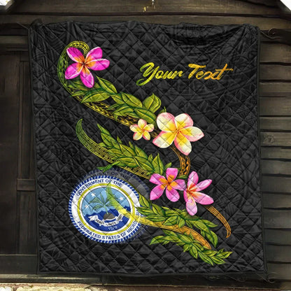 Federated States Of Micronesia Polynesian Custom Personalised Quilt - Plumeria Tribal