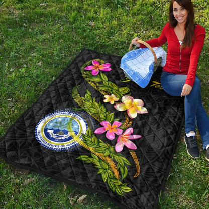 Federated States Of Micronesia Polynesian Custom Personalised Quilt - Plumeria Tribal