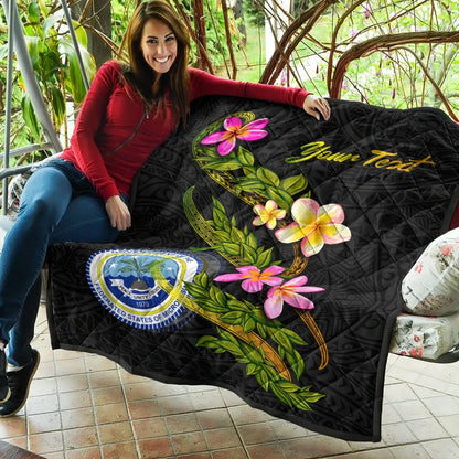 Federated States Of Micronesia Polynesian Custom Personalised Quilt - Plumeria Tribal