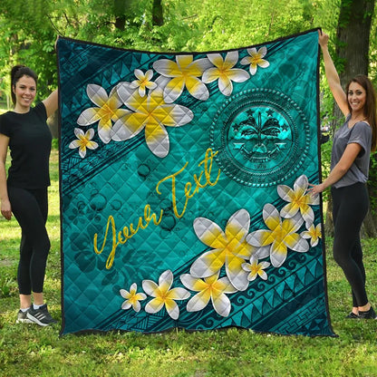 Federated States Of Micronesia Polynesian Custom Personalised Quilt - Plumeria With Blue Ocean