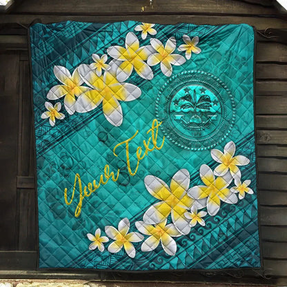 Federated States Of Micronesia Polynesian Custom Personalised Quilt - Plumeria With Blue Ocean