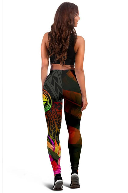 Federated States of Micronesia Polynesian Legging -  Hibiscus and Banana Leaves