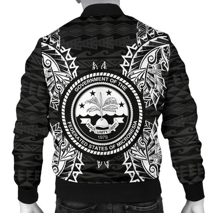 Federated States Of Micronesia Polynesian Bomber Jacket Map Black