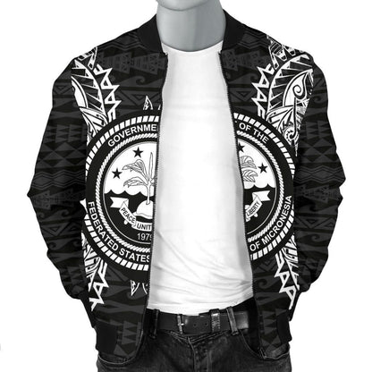 Federated States Of Micronesia Polynesian Bomber Jacket Map Black