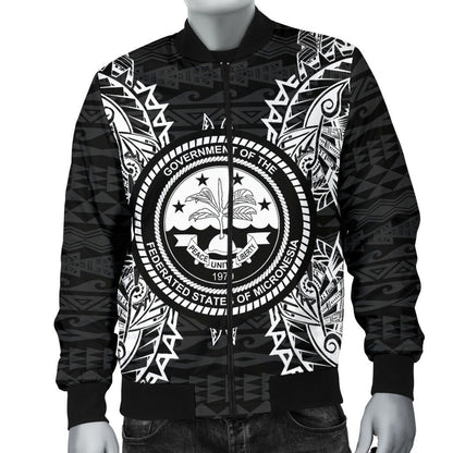 Federated States Of Micronesia Polynesian Bomber Jacket Map Black
