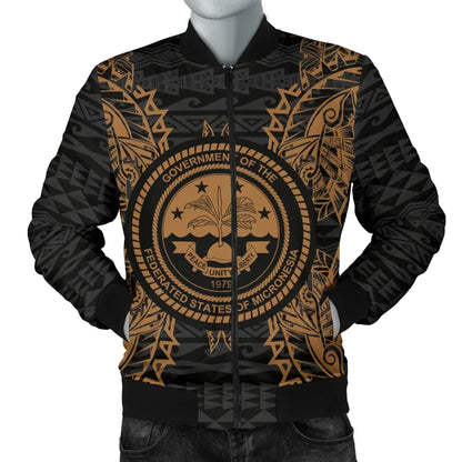 Federated States Of Micronesia Polynesian Bomber Jacket Map Gold