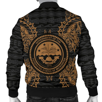 Federated States Of Micronesia Polynesian Bomber Jacket Map Gold