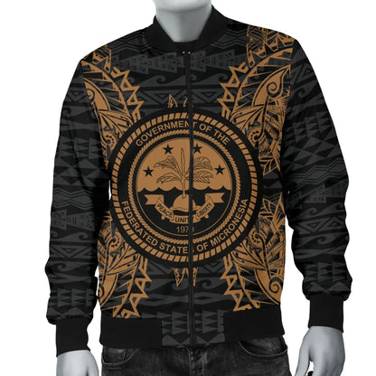 Federated States Of Micronesia Polynesian Bomber Jacket Map Gold