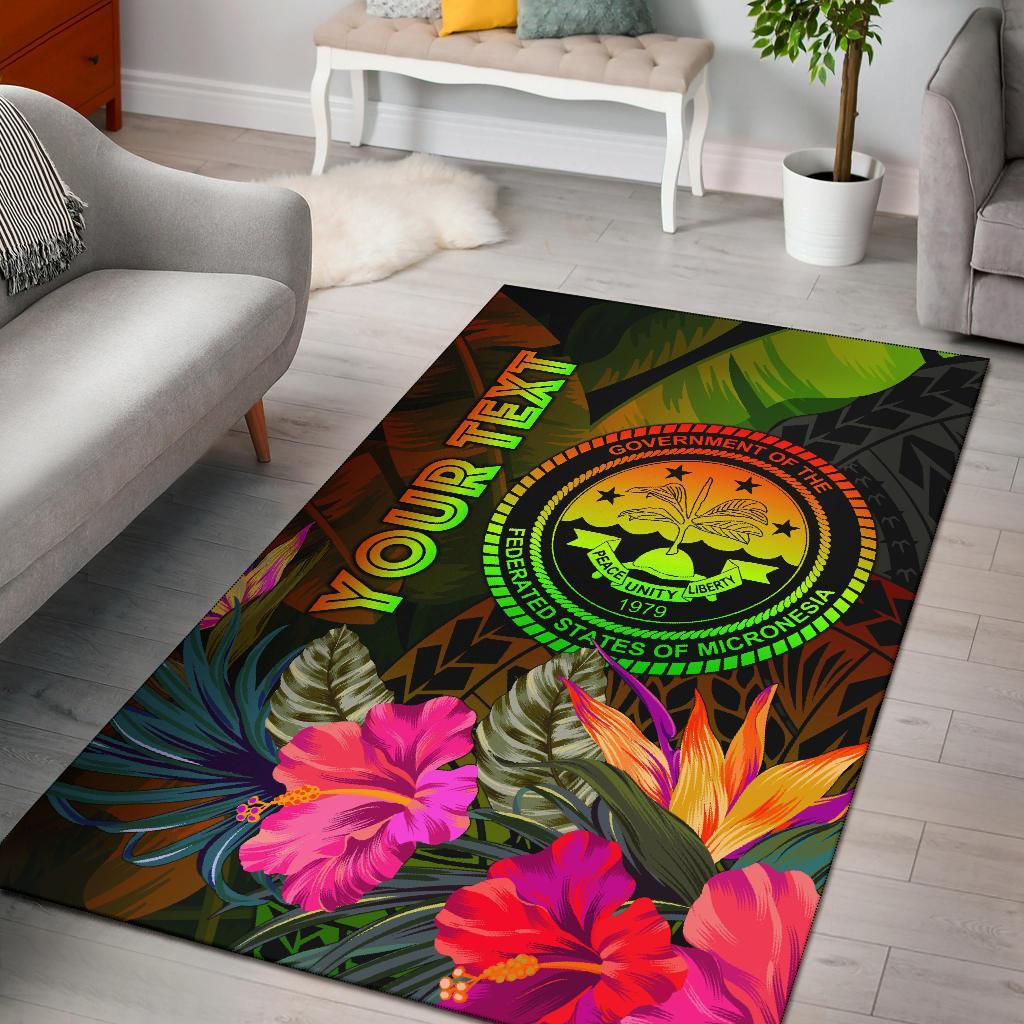 Federated States of Micronesia Polynesian Personalised Area Rug - Hibiscus and Banana Leaves