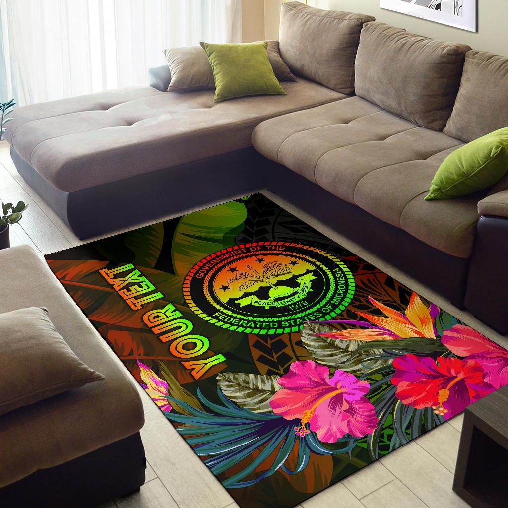 Federated States of Micronesia Polynesian Personalised Area Rug - Hibiscus and Banana Leaves