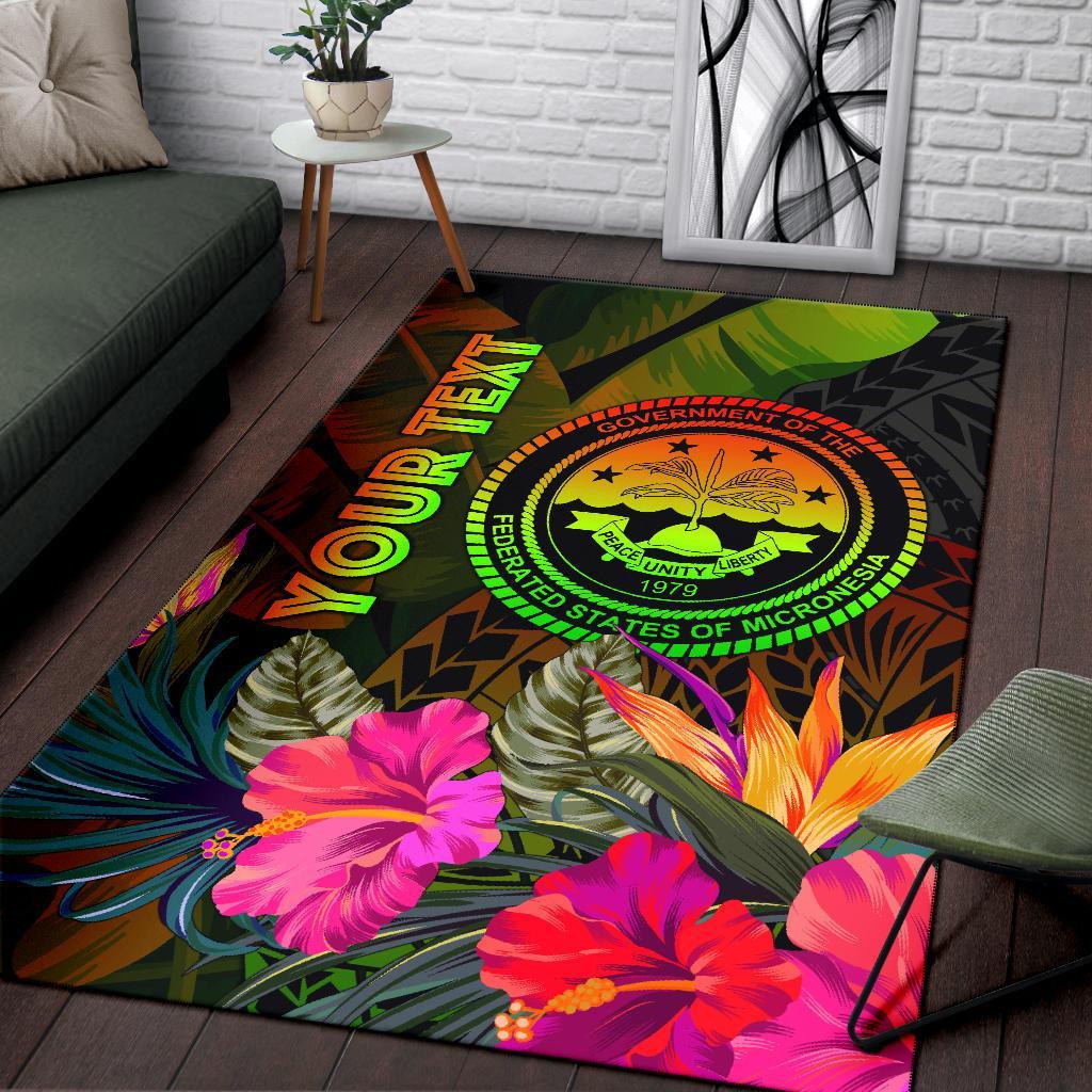Federated States of Micronesia Polynesian Personalised Area Rug - Hibiscus and Banana Leaves