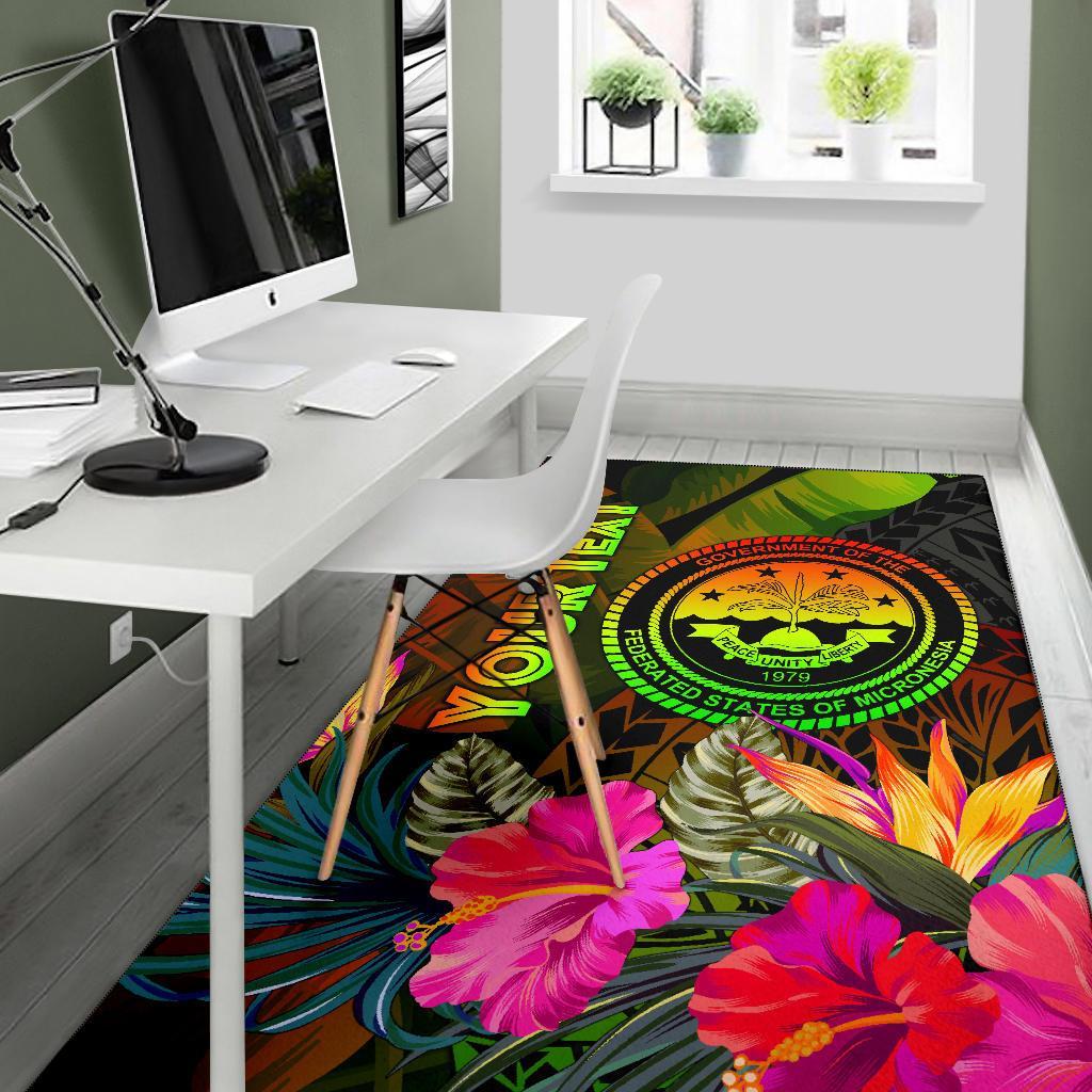 Federated States of Micronesia Polynesian Personalised Area Rug - Hibiscus and Banana Leaves