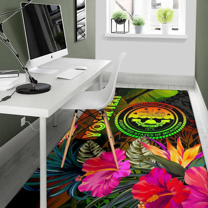Federated States of Micronesia Polynesian Personalised Area Rug - Hibiscus and Banana Leaves