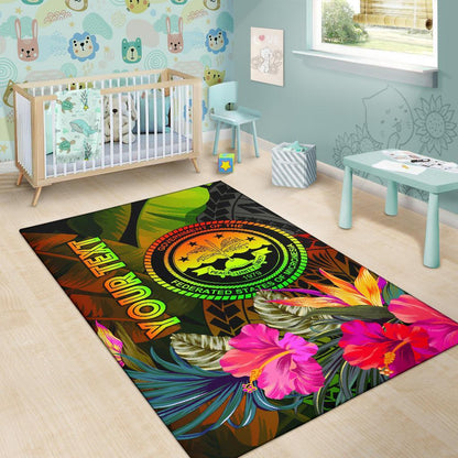Federated States of Micronesia Polynesian Personalised Area Rug - Hibiscus and Banana Leaves