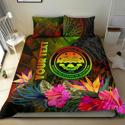 Federated States Of Micronesia Polynesian Personalised Bedding Set - Hibiscus And Banana Leaves