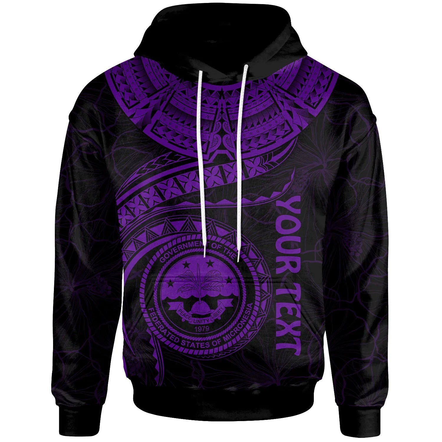 Federated States of Micronesia Polynesian Personalised Hoodie - FSM Waves (Purple)