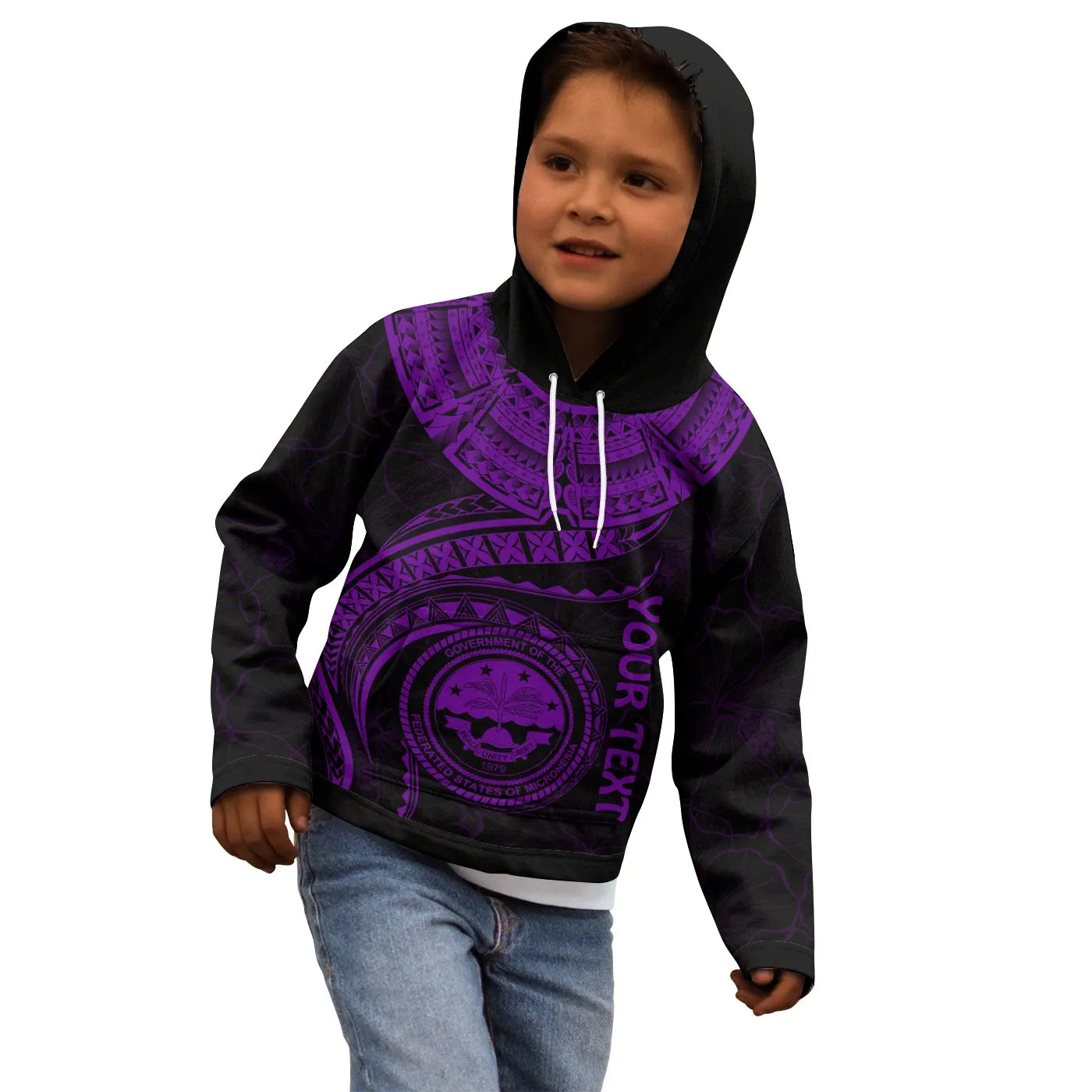 Federated States of Micronesia Polynesian Personalised Hoodie - FSM Waves (Purple)