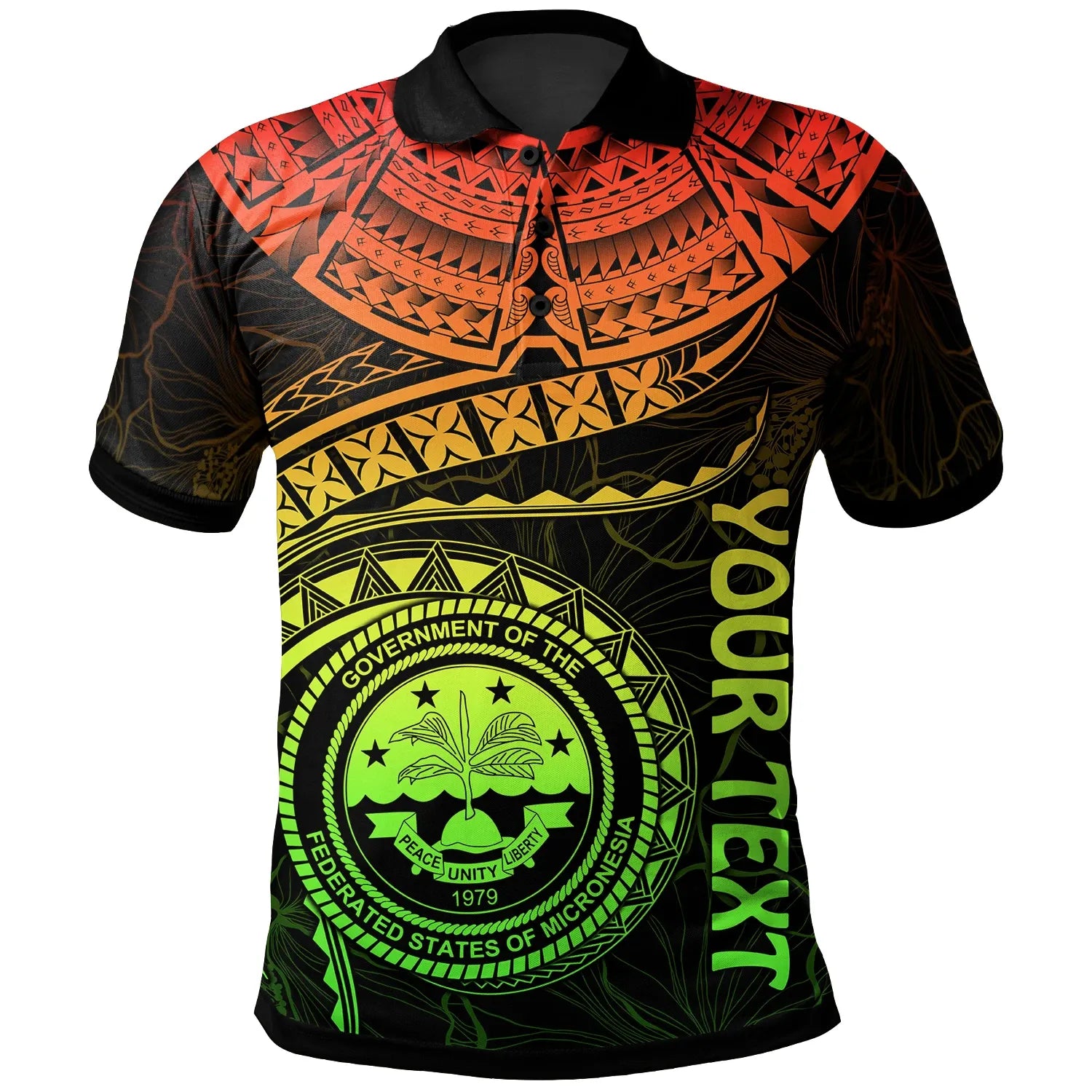 Federated States of Micronesia Polynesian Personalised Polo Shirt - FSM Waves (Reggae)