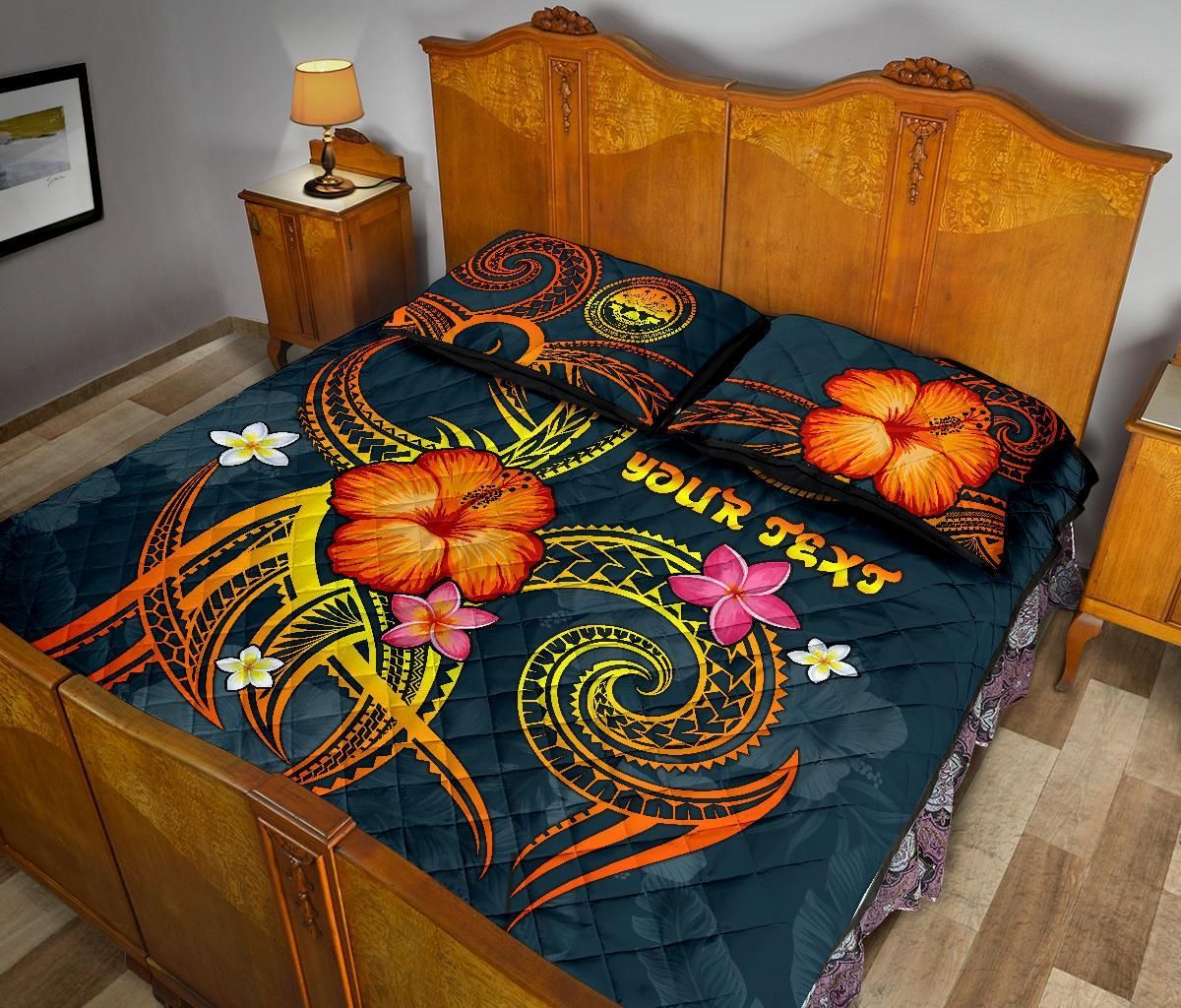 Federated States of Micronesia Polynesian Personalised Quilt Bed Set - Legend of FSM (Blue)