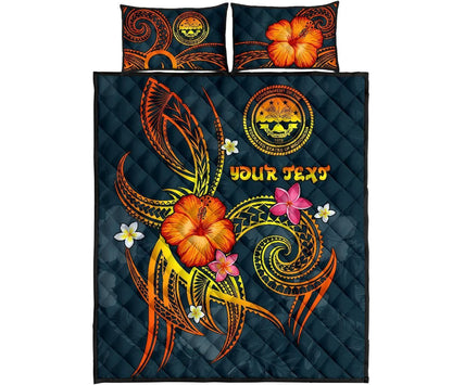 Federated States of Micronesia Polynesian Personalised Quilt Bed Set - Legend of FSM (Blue)