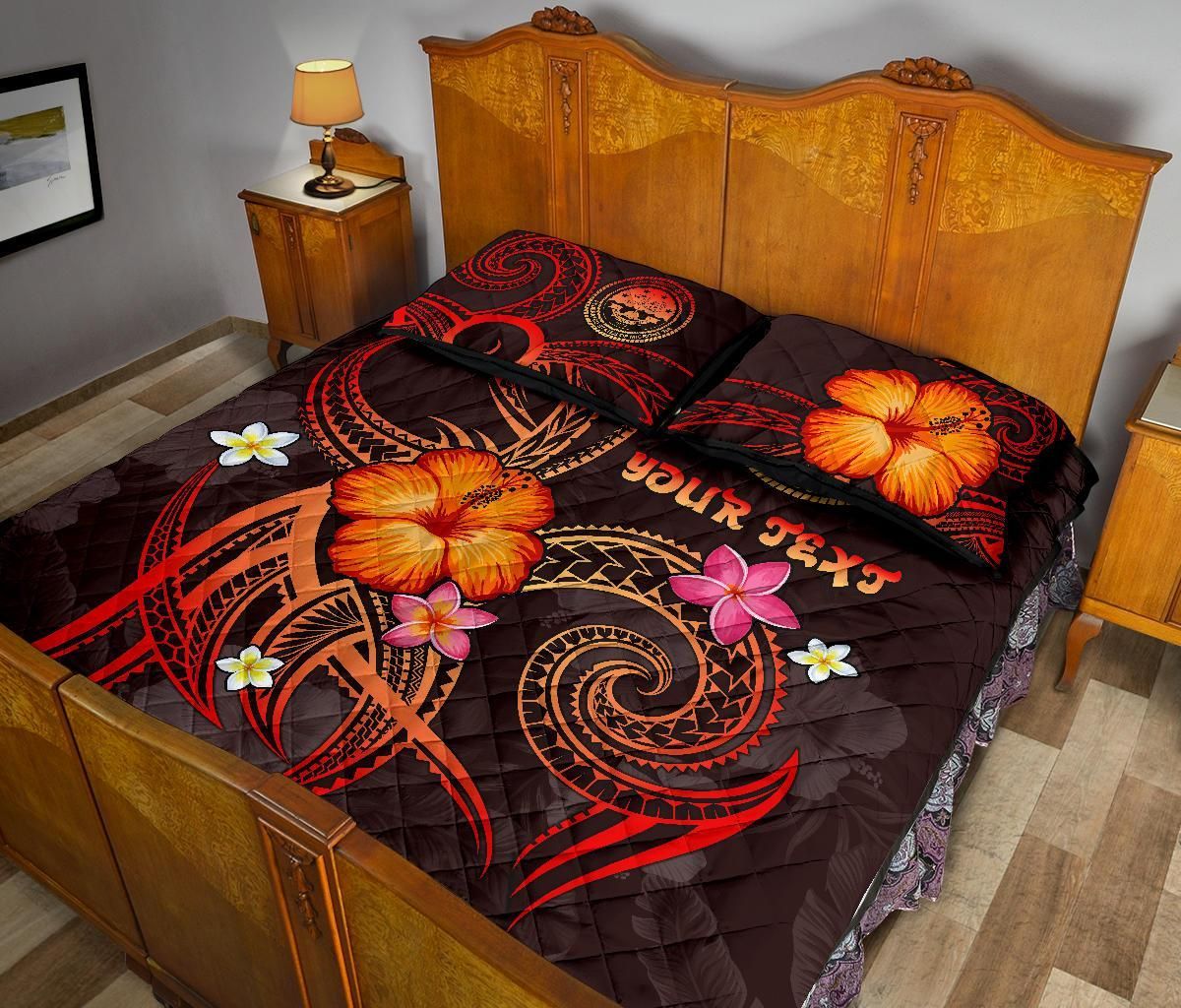 Federated States of Micronesia Polynesian Personalised Quilt Bed Set - Legend of FSM (Red)
