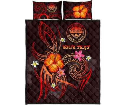 Federated States of Micronesia Polynesian Personalised Quilt Bed Set - Legend of FSM (Red)