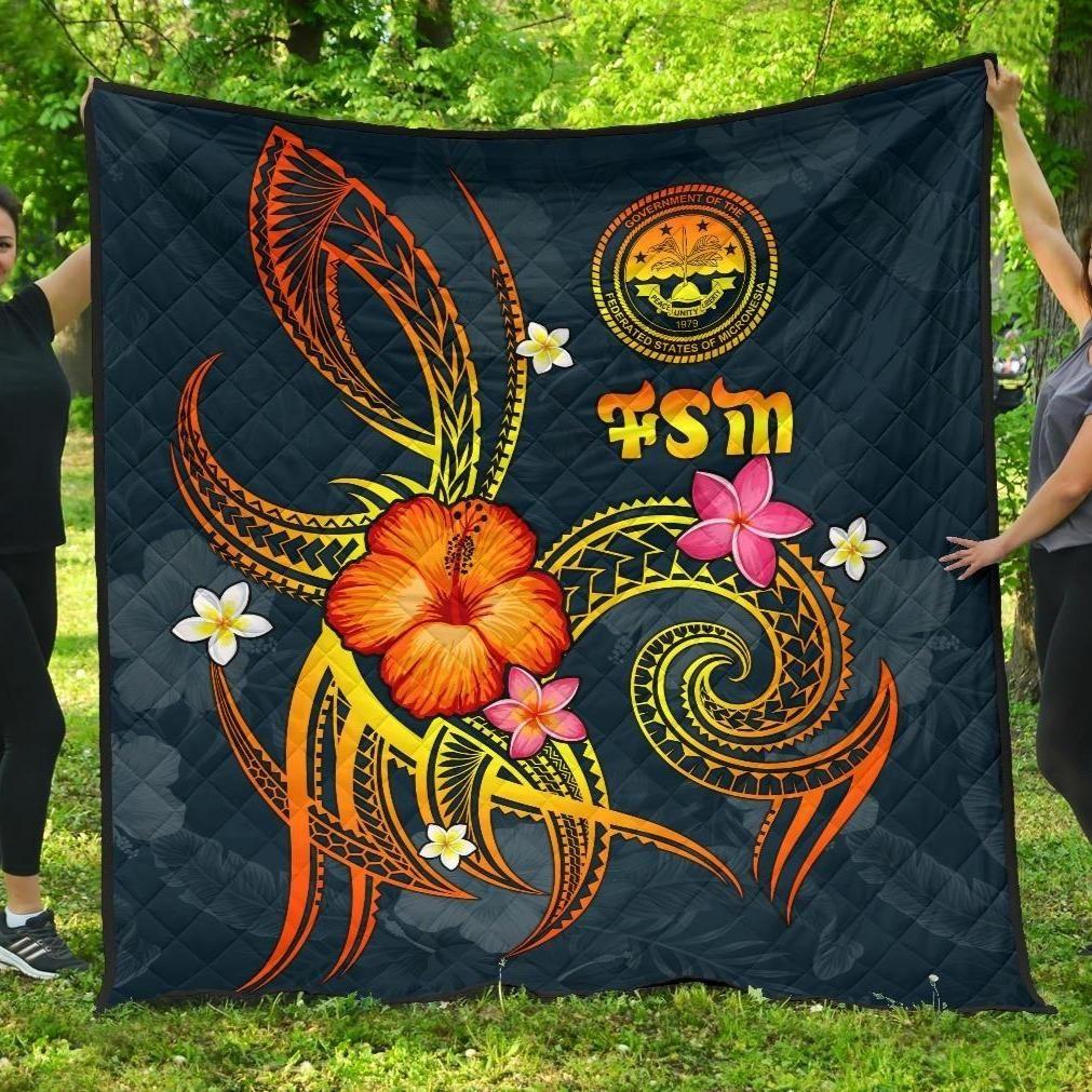 Federated States of Micronesia Polynesian Premium Quilt - Legend of FSM (Blue)