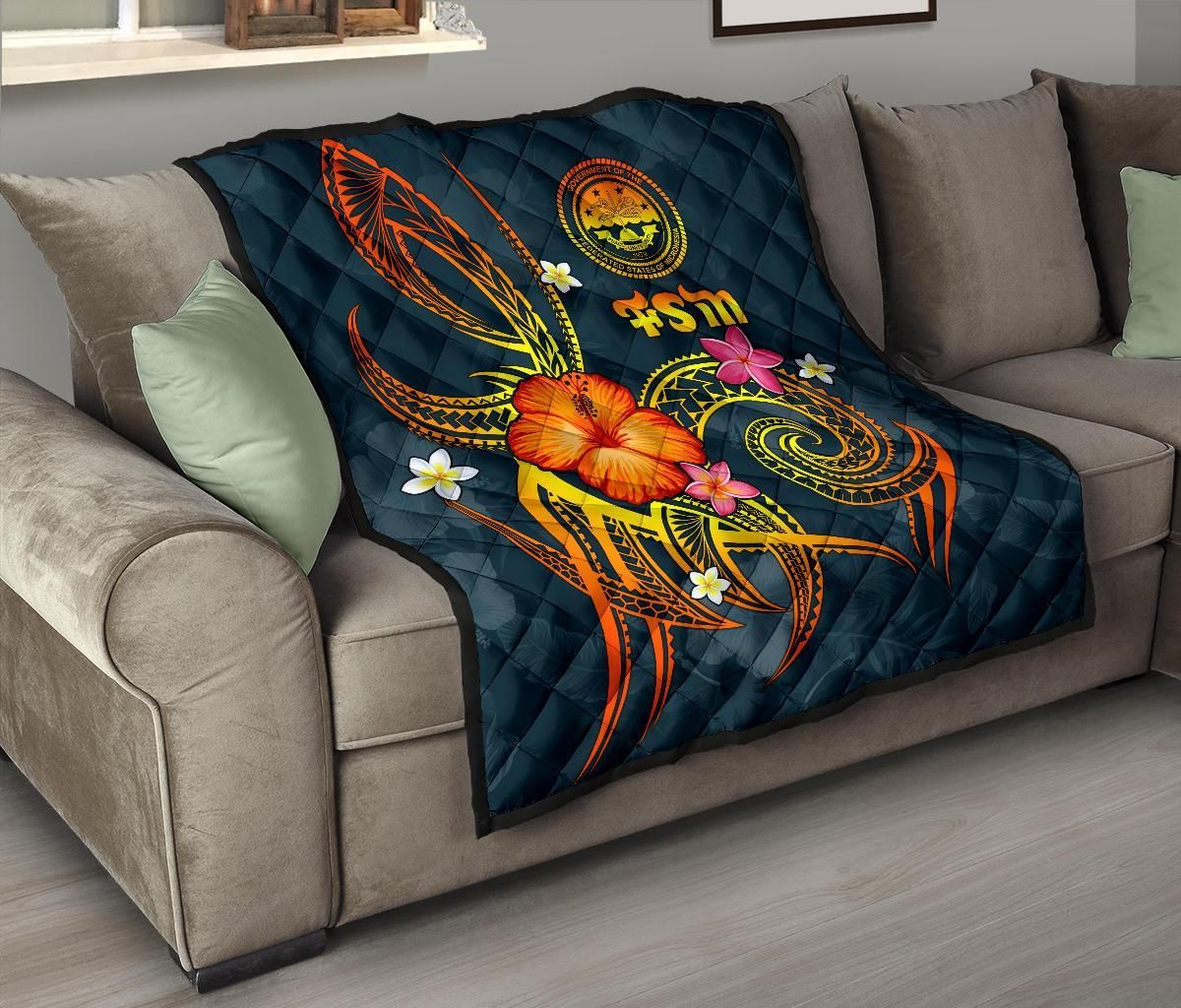 Federated States of Micronesia Polynesian Premium Quilt - Legend of FSM (Blue)