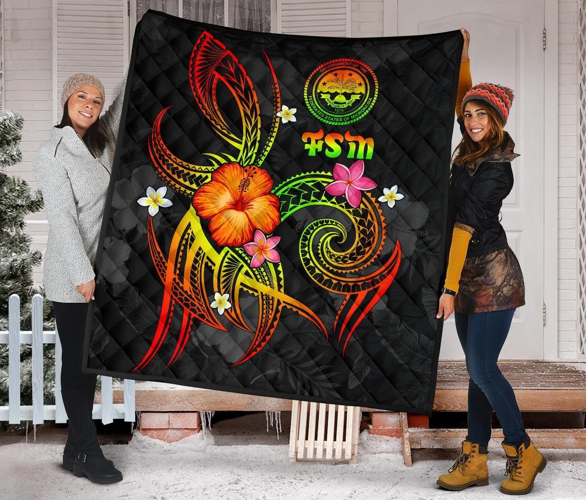 Federated States of Micronesia Polynesian Premium Quilt - Legend of FSM (Reggae)