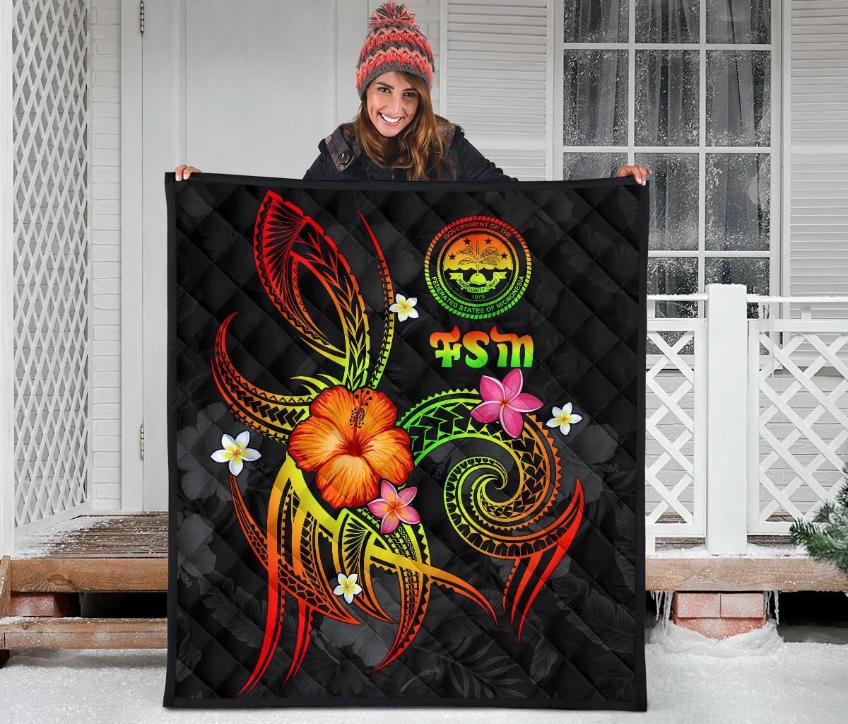 Federated States of Micronesia Polynesian Premium Quilt - Legend of FSM (Reggae)