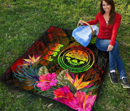 Federated States of Micronesia Polynesian Quilt -  Hibiscus and Banana Leaves