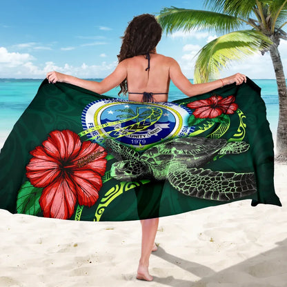 Federated States of Micronesia Polynesian Sarong - Green Turtle Hibiscus