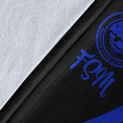 Federated States of Micronesia Premium Blanket - Blue Polynesian Tentacle Tribal Pattern