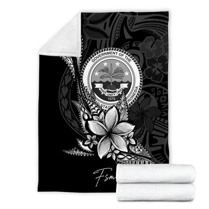 Federated States of Micronesia Premium Blanket - Fish With Plumeria Flowers Style