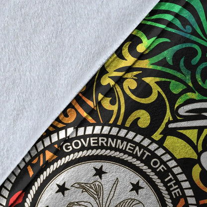 Federated States of Micronesia Premium Blanket - Rainbow Polynesian Pattern