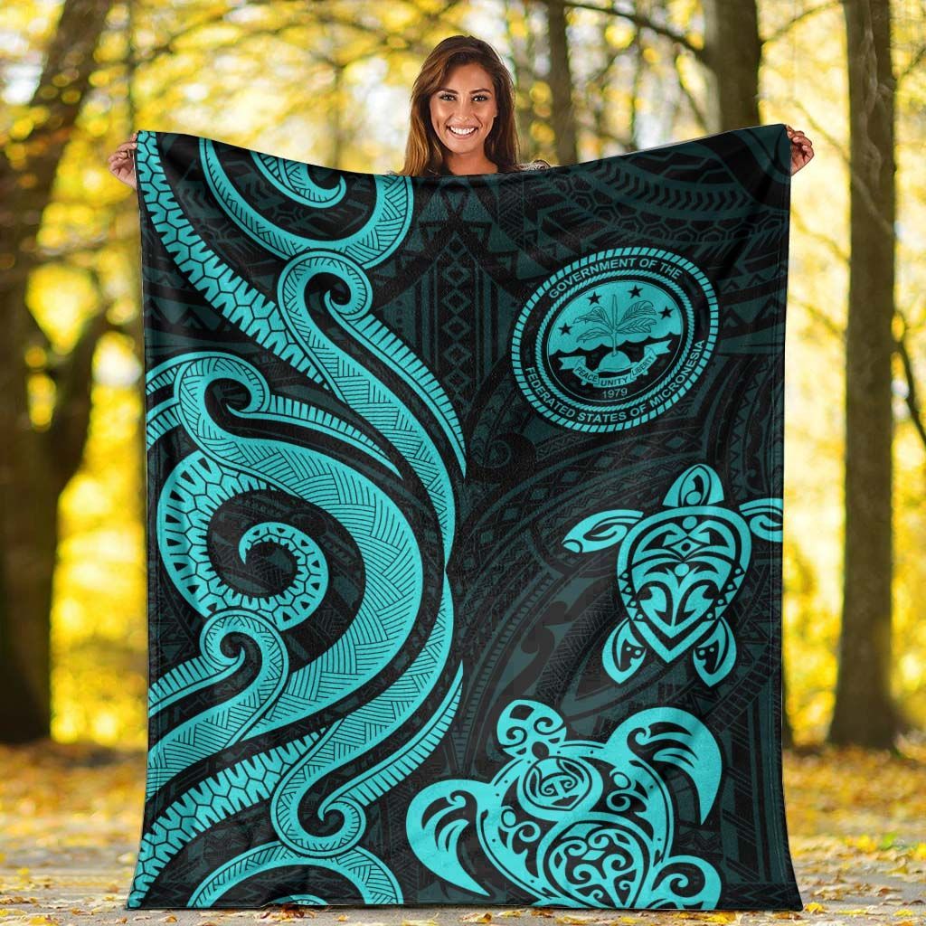 Federated States of Micronesia Premium Blanket - Turquoise Tentacle Turtle