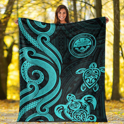 Federated States of Micronesia Premium Blanket - Turquoise Tentacle Turtle
