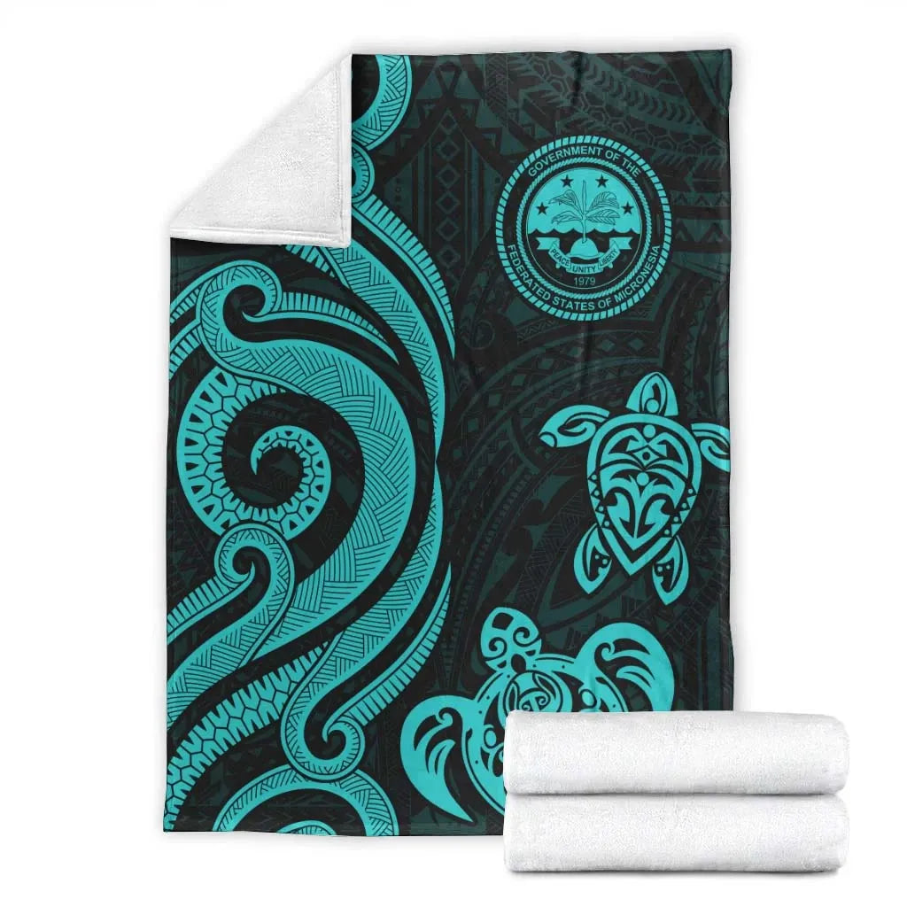 Federated States of Micronesia Premium Blanket - Turquoise Tentacle Turtle