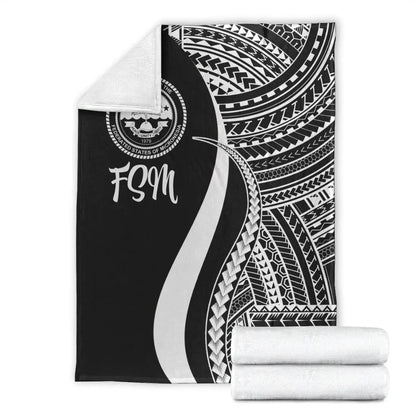 Federated States of Micronesia Premium Blanket - White Polynesian Tentacle Tribal Pattern