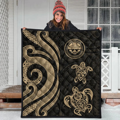 Federated States of Micronesia Premium Quilt - Gold Tentacle Turtle
