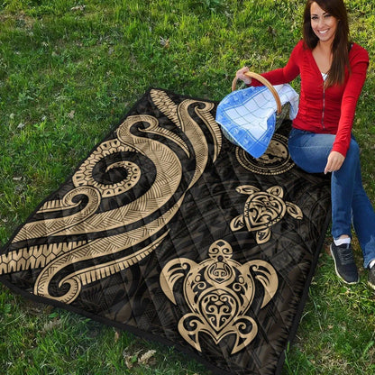 Federated States of Micronesia Premium Quilt - Gold Tentacle Turtle